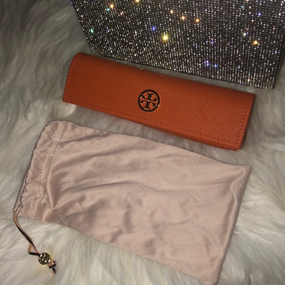 Tory Burch sunglass case and pouch mini cute thin orange luxury summer shades - Picture 1 of 6